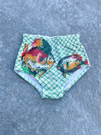 VERY RARE 30s Rugby Knitting Mills Fish Woven Swim Bottoms (Women’s S/M)