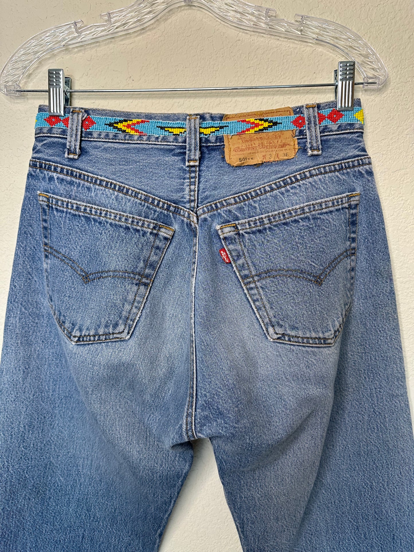 MCA Vintage Revival: Reworked 90’s Levi’s 501xx Beaded Jeans by BUZZ ‘18 USA (28x29 / Modern 2/4)