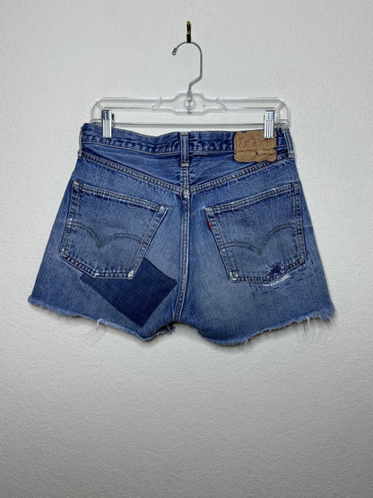60’s LEVI’S BIG E Redline Selvedge Patchwork Denim Cutoff Shorts (Unisex 28/Modern 6)
