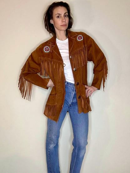 90’s Pia Rucci Beaded Suede Fringe Western Jacket (Women’s M/L)