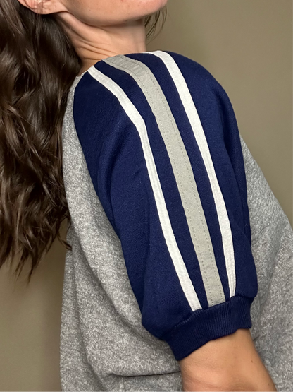 70’s Raglan Stripe Short Sleeve Sweatshirt (Unisex M/L)