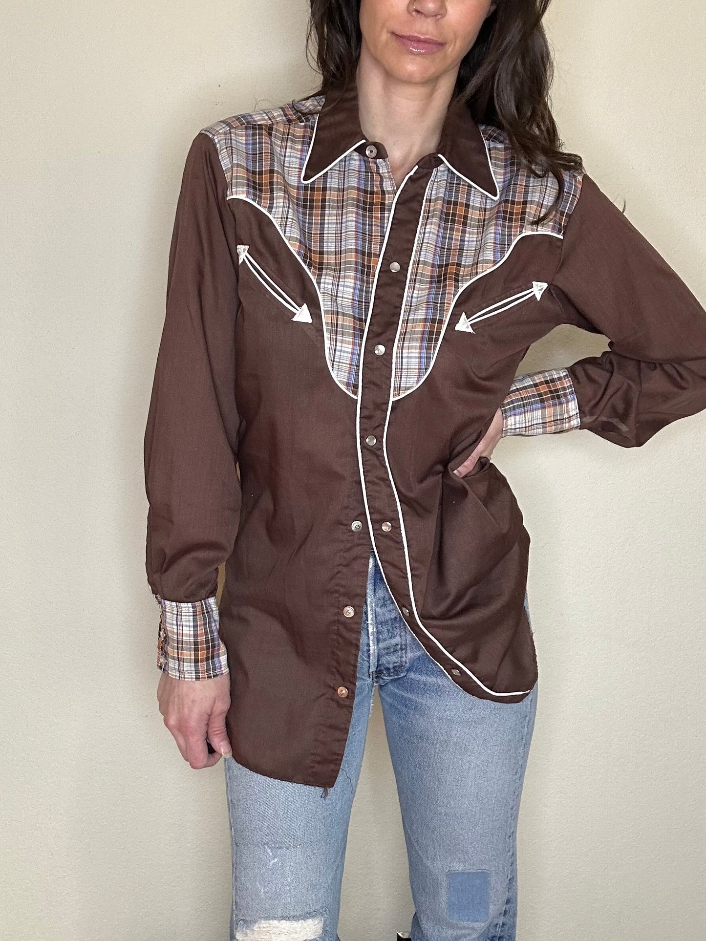 70’s H Bar C California Ranchwear Western Pearl Snap Shirt (Unisex S)