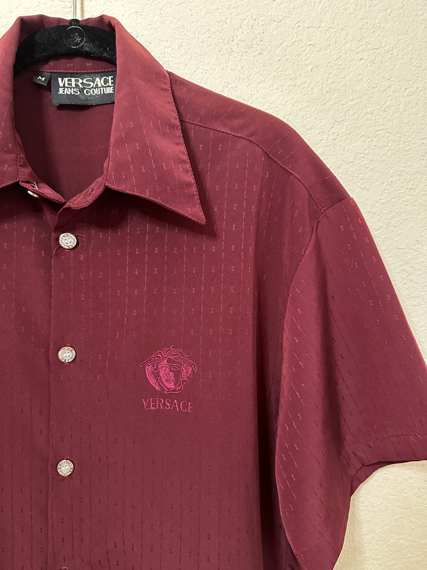 90s Versace Jeans Couture Medusa Embroidered Button-Down SS Shirt