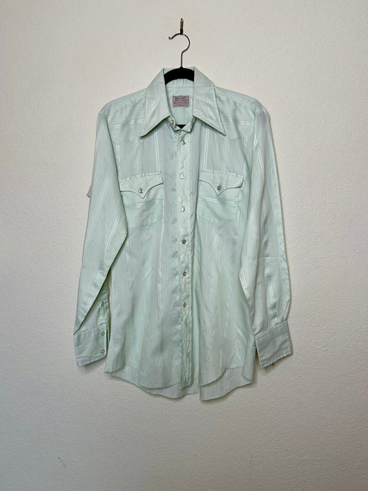 70’s H Bar C Western Disco Satin Pearl Snap Shirt (Unisex M/L)