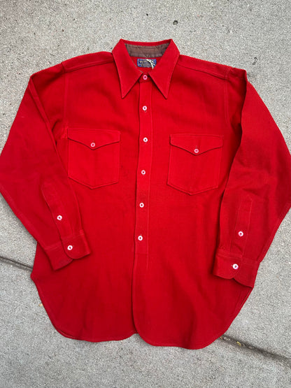 50’s Pendleton Wool Solid Red Western Shirt (Unisex L)