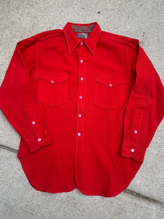 50’s Pendleton Wool Solid Red Western Shirt (Unisex L)