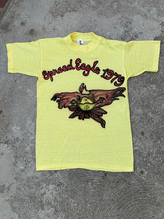 70’s Hand Airbrushed Spread Eagle Jump (Van Halen) Single Stitch 1/1 Tee (Unisex S)