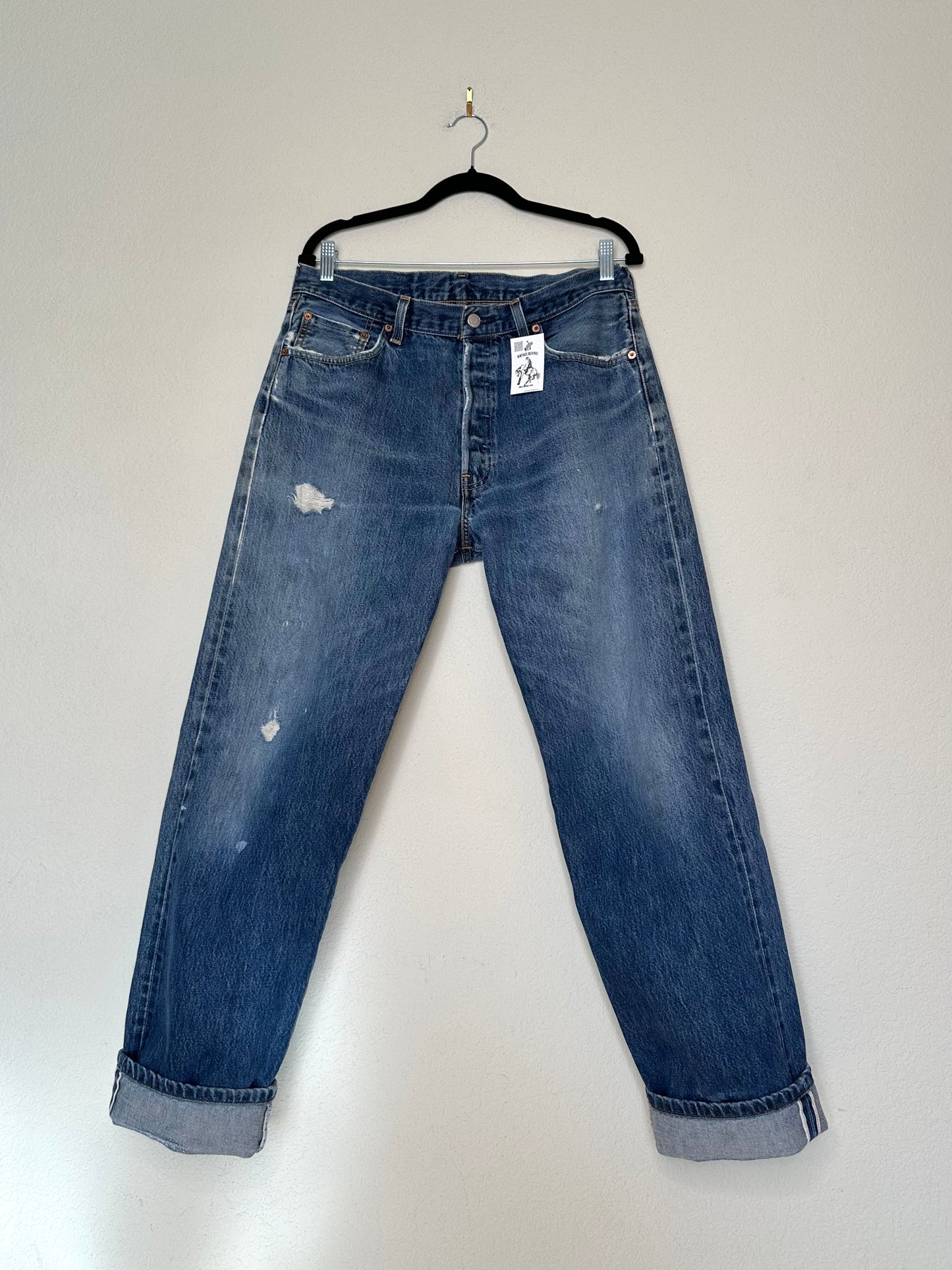 60’s Model - 90’s Vintage LEVI’S Big E 501 Redline Selvedge Jeans USA (33x31.5)