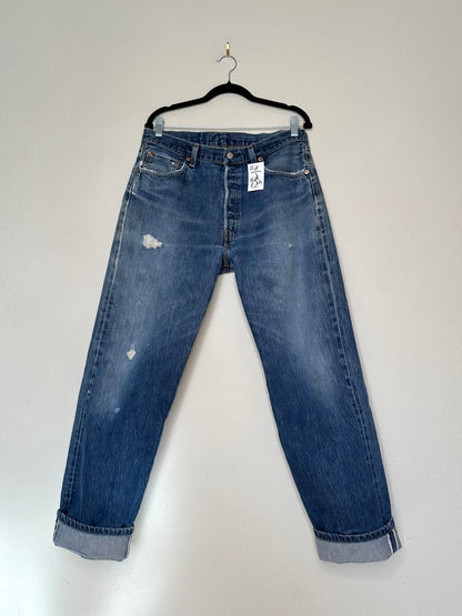 60’s Model - 90’s Vintage LEVI’S Big E 501 Redline Selvedge Jeans USA (33x31.5)