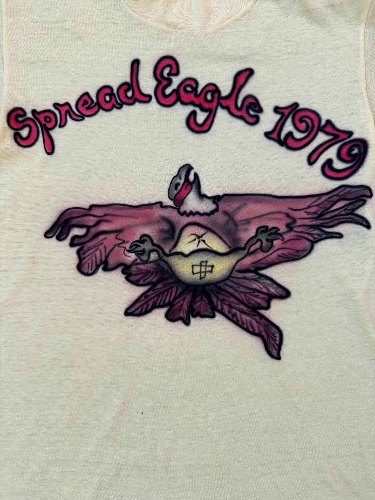 70’s Hand Airbrushed Spread Eagle Jump (Van Halen) Single Stitch 1/1 Tee (Unisex S)