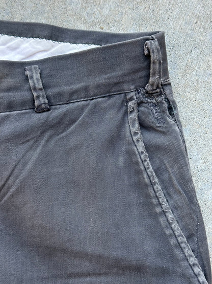 40’s Buckle Back Faded Black Cotton Cuffed Trousers (30x31)