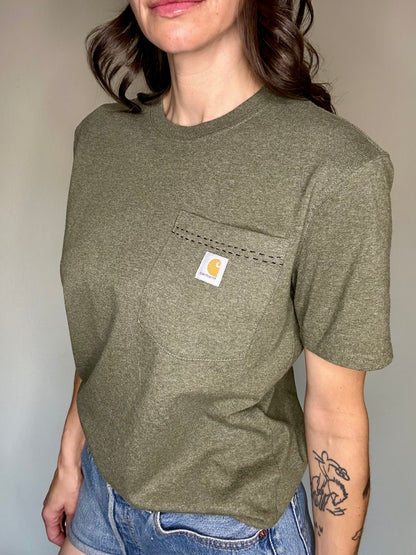 MCA VINTAGE REVIVAL: Custom Cowboy Embroidered Pocket Tee (Women’s M)