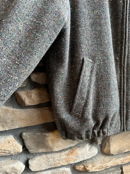 Vintage (50’s Style) Wool Tweed Zip-Up Rickey Jacket (Unisex L)
