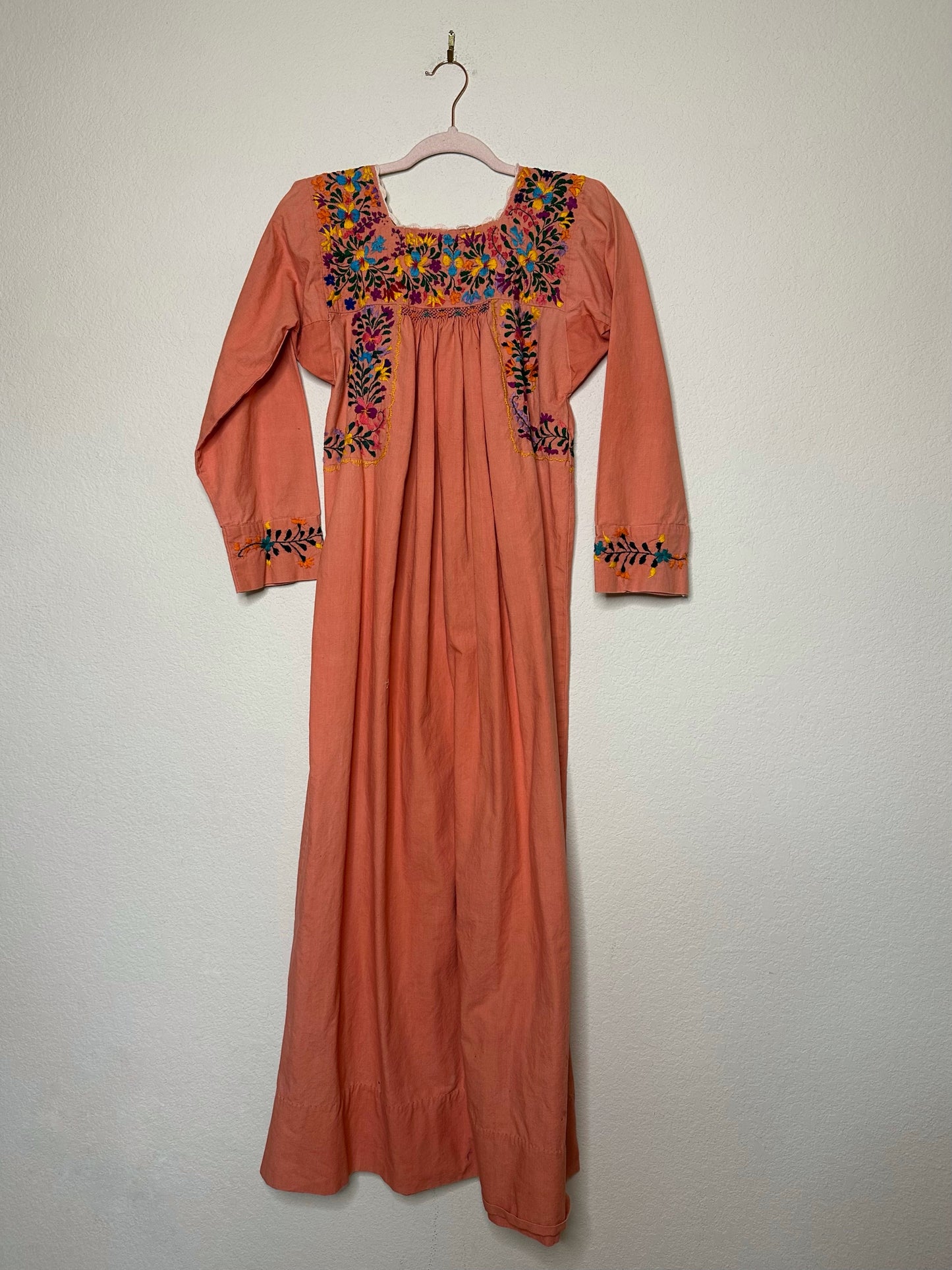 60’s Oaxacan Embroidered Cotton Maxi Dress (XS/S)
