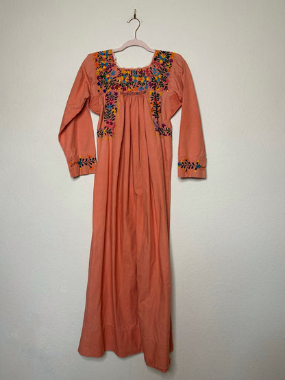 60’s Oaxacan Embroidered Cotton Maxi Dress (XS/S)