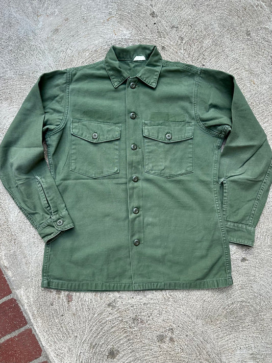 60s US Military OG-107 Cotton Sateen Utility Shirt Type 3 (Unisex M)