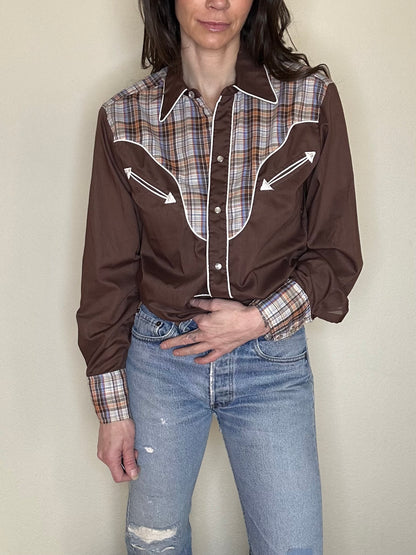 70’s H Bar C California Ranchwear Western Pearl Snap Shirt (Unisex S)