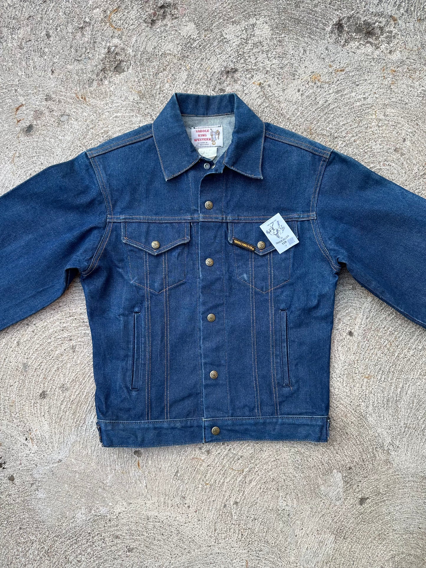 80’s Saddle King Raw Denim Trucker Jacket (Unisex S)