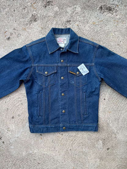 80’s Saddle King Raw Denim Trucker Jacket (Unisex S)