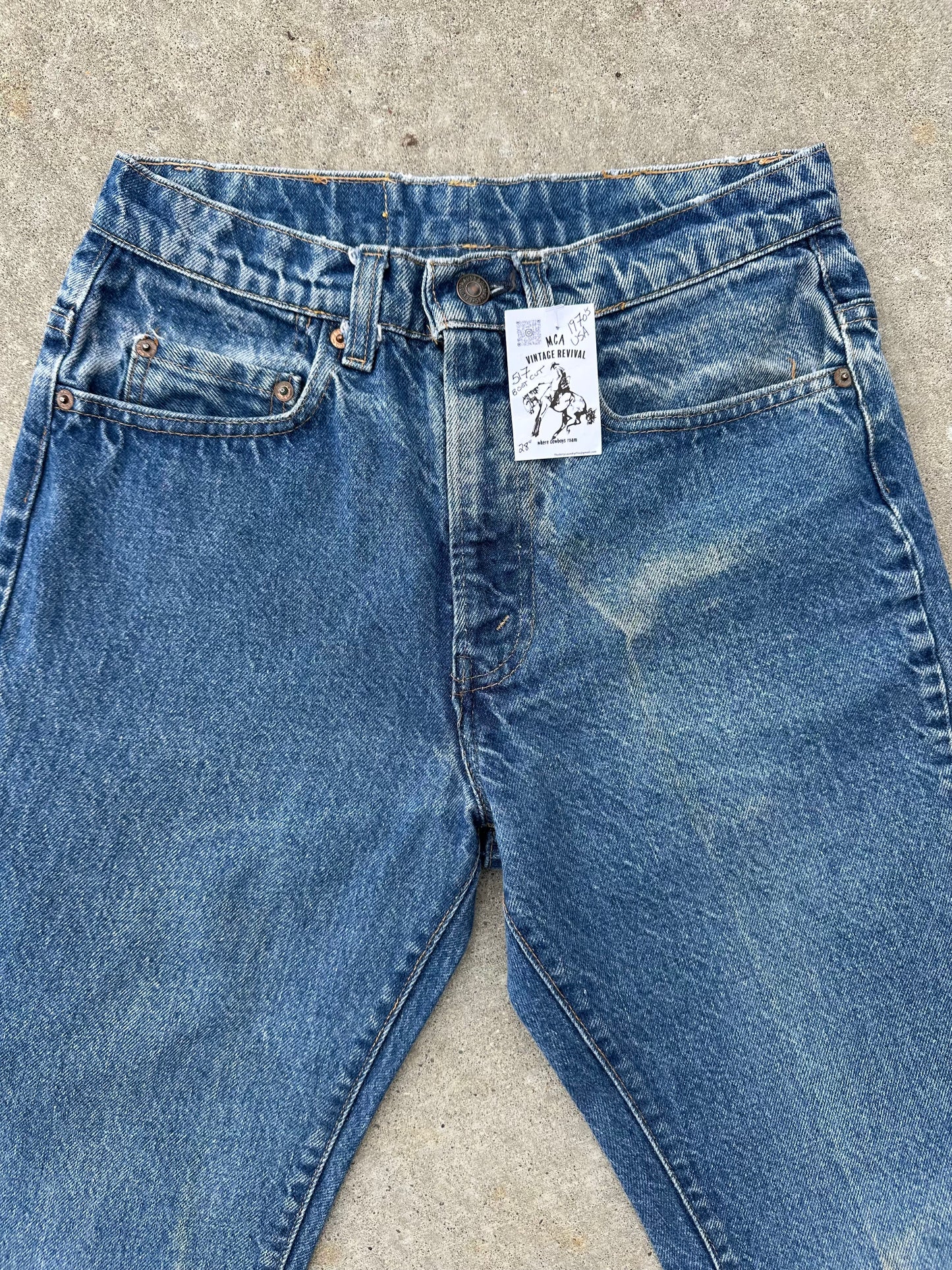 70’s Levi’s 517 Boot Cut #8 USA Jeans w/ Half Leg Fades (Men’s 28x33 / Women’s 26)