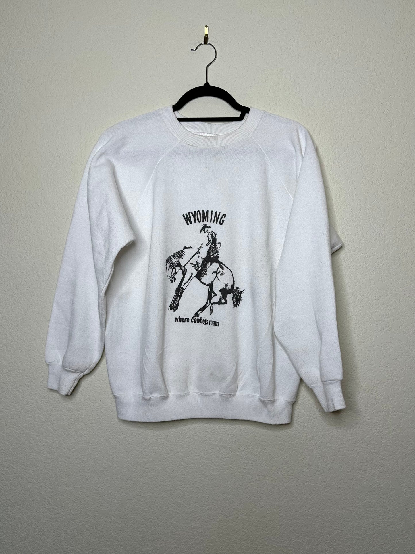MCA Vintage Revival: 80’s “Wyoming Where Cowboys Roam” Raglan Sweatshirt - Custom Made (Unisex L)