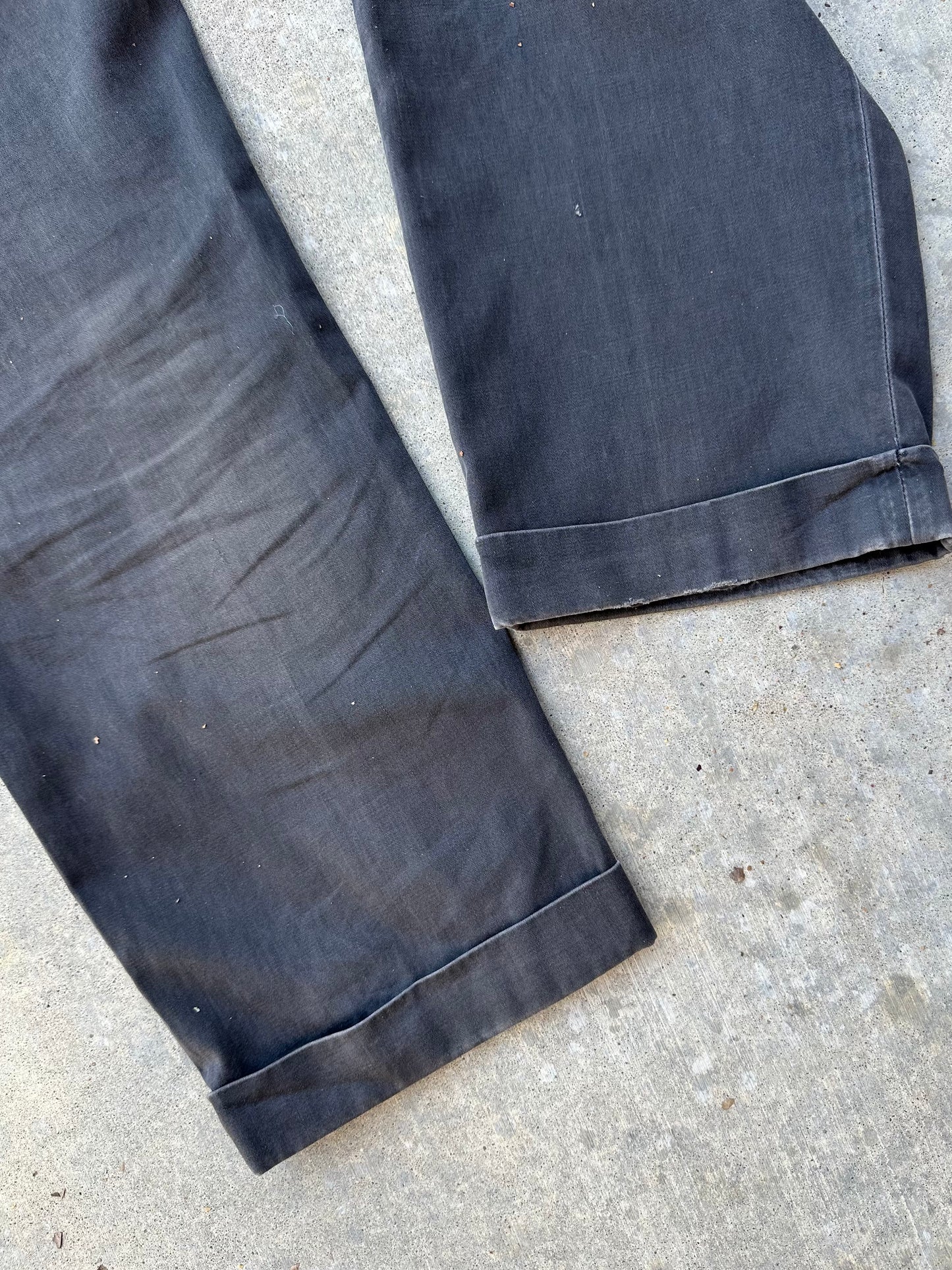 40’s Buckle Back Faded Black Cotton Cuffed Trousers (30x31)