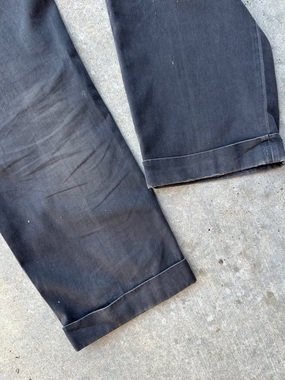 40’s Buckle Back Faded Black Cotton Cuffed Trousers (30x31)