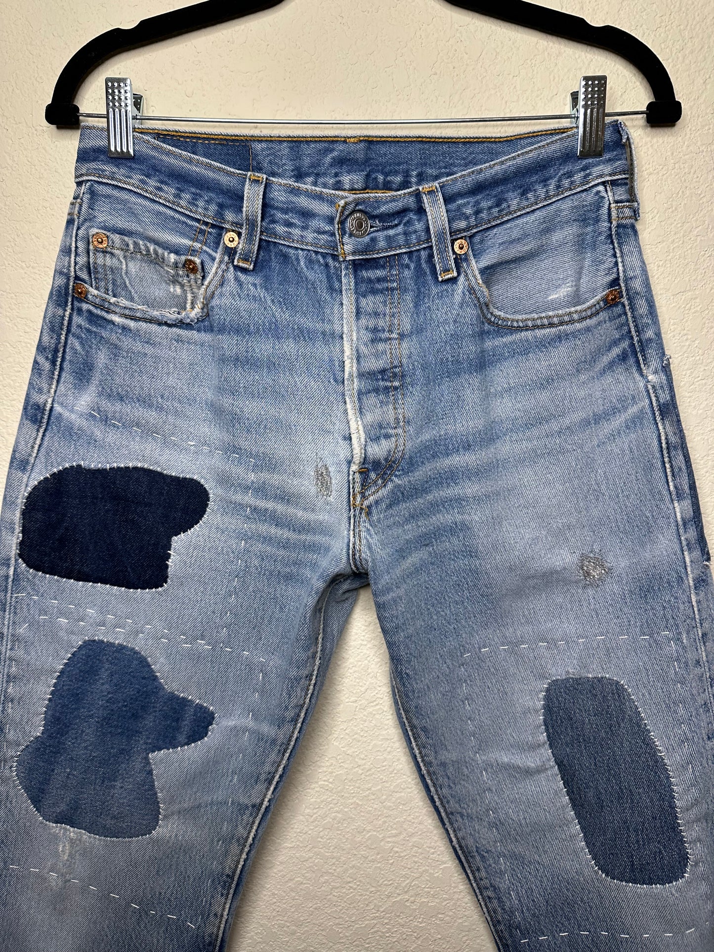 MCA Vintage Revival: Custom 90’s Levi’s 501XX Boro Patchwork Jeans (Modern 4/6)