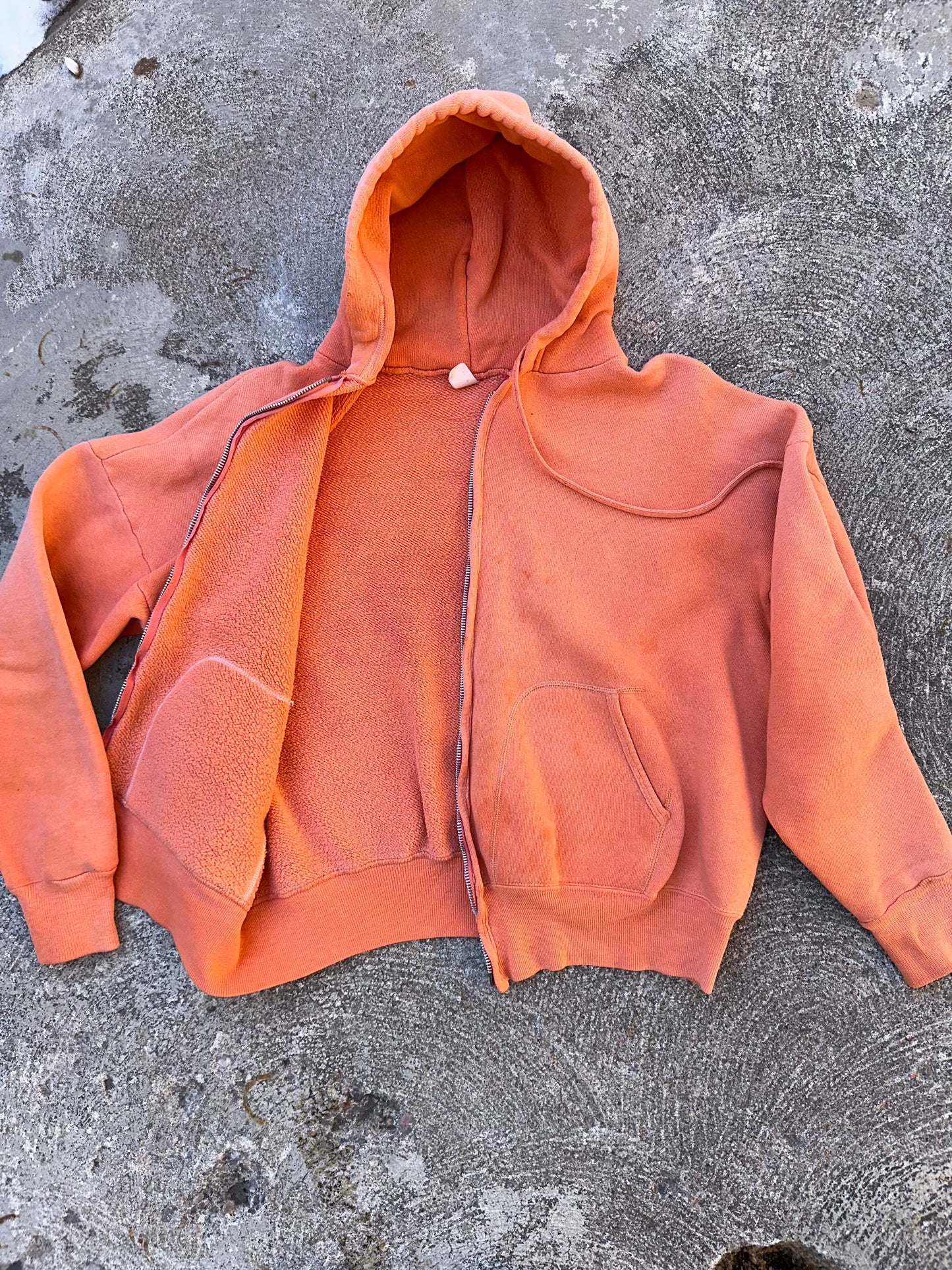 50’s Springfoot Zip-Up 100% Cotton Split Pocket Double Hood Sweatshirt (Unisex M)