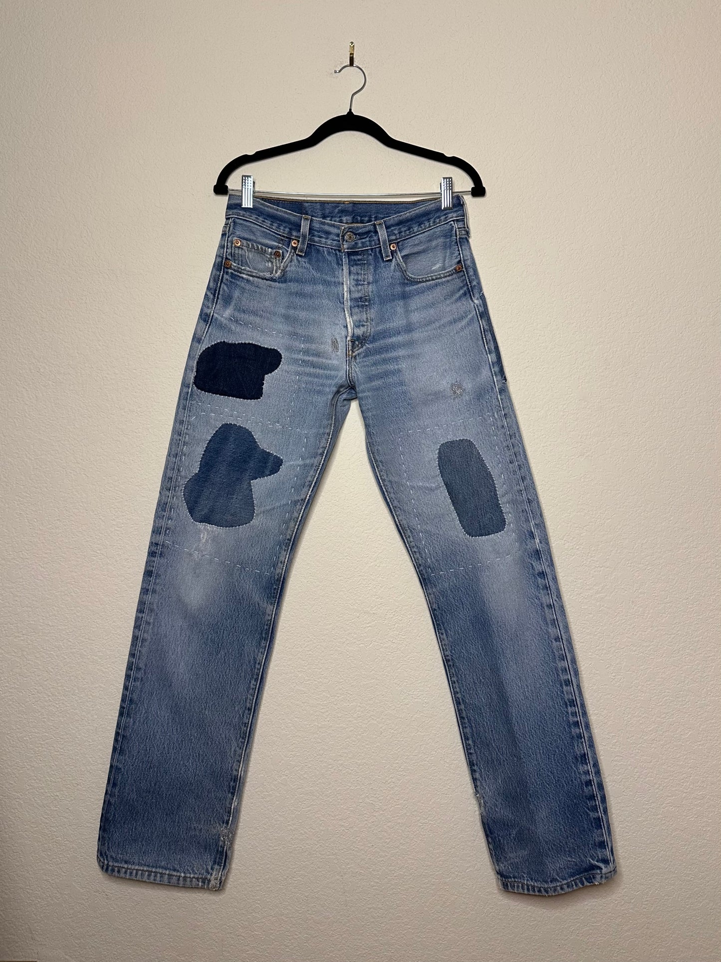 MCA Vintage Revival: Custom 90’s Levi’s 501XX Boro Patchwork Jeans (Modern 4/6)