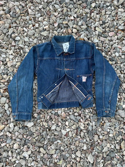 Rare 40’s Selvedge Buckle Back Pleated Type 1 Denim Jacket (Women’s XS)