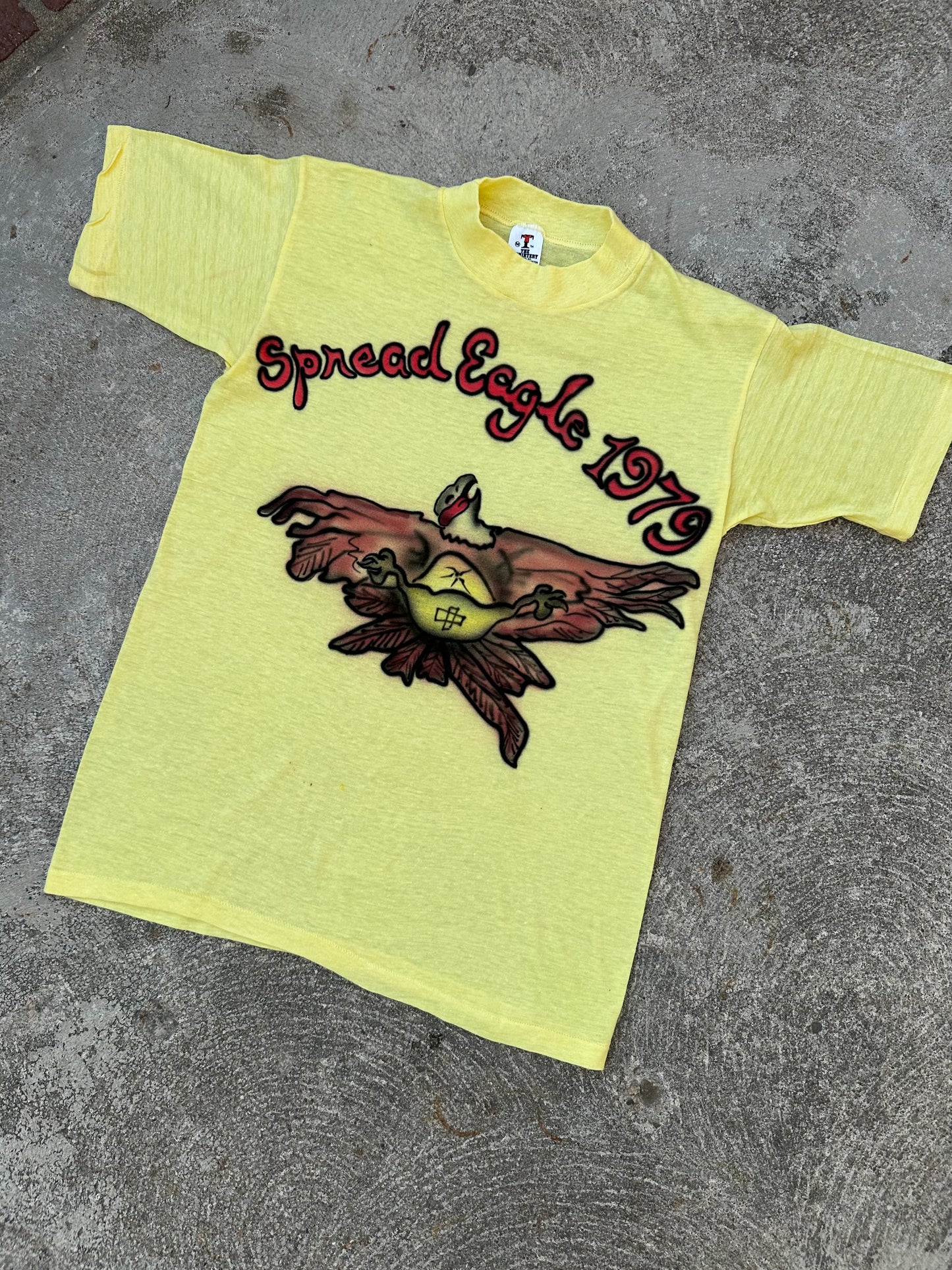 70’s Hand Airbrushed Spread Eagle Jump (Van Halen) Single Stitch 1/1 Tee (Unisex S)