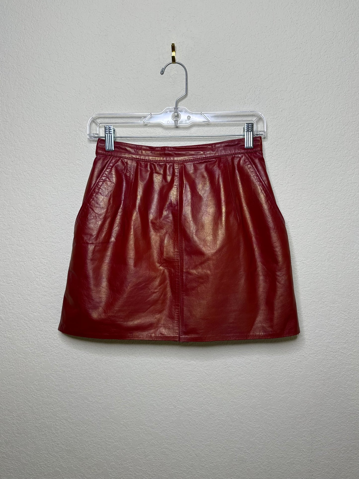 70’s Leather Micro Mini Pocket Skirt (XS/S)