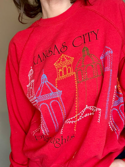 80’s Kansas City Plaza Lights Raglan USA Sweatshirt (Unisex M)