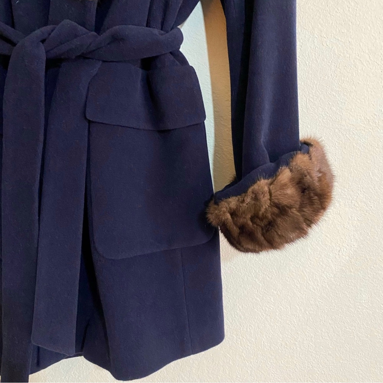 70’s Louis Féraud Mink Trim Angora Wrap Coat (M/L)