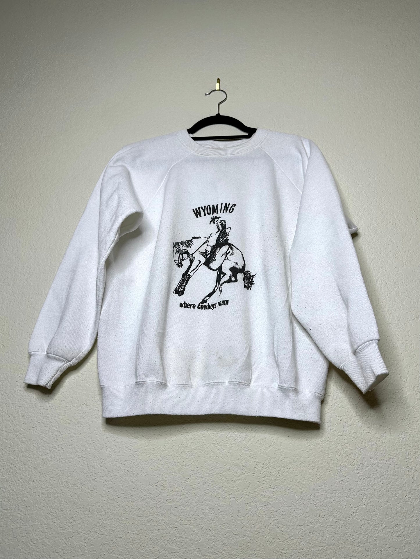MCA Vintage Revival: 80’s “Wyoming Where Cowboys Roam” Raglan Sweatshirt - Custom Made (Unisex L)