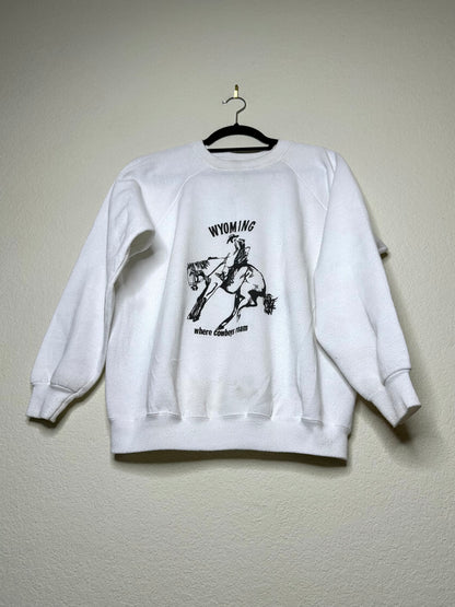 MCA Vintage Revival: 80’s “Wyoming Where Cowboys Roam” Raglan Sweatshirt - Custom Made (Unisex L)