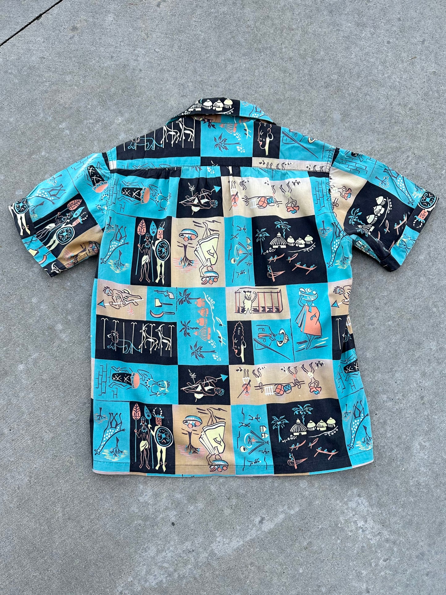 50’s Handmade Cotton Novelty Printed Casual Shirt (Unisex S)