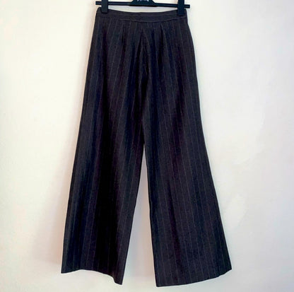 90’s CHANEL High-Rise Wide Leg Wool Pinstripe Pants (8/10)