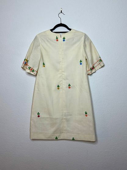 60s Star of Siam Handwoven Pure Silk Hand Embroidered Dress