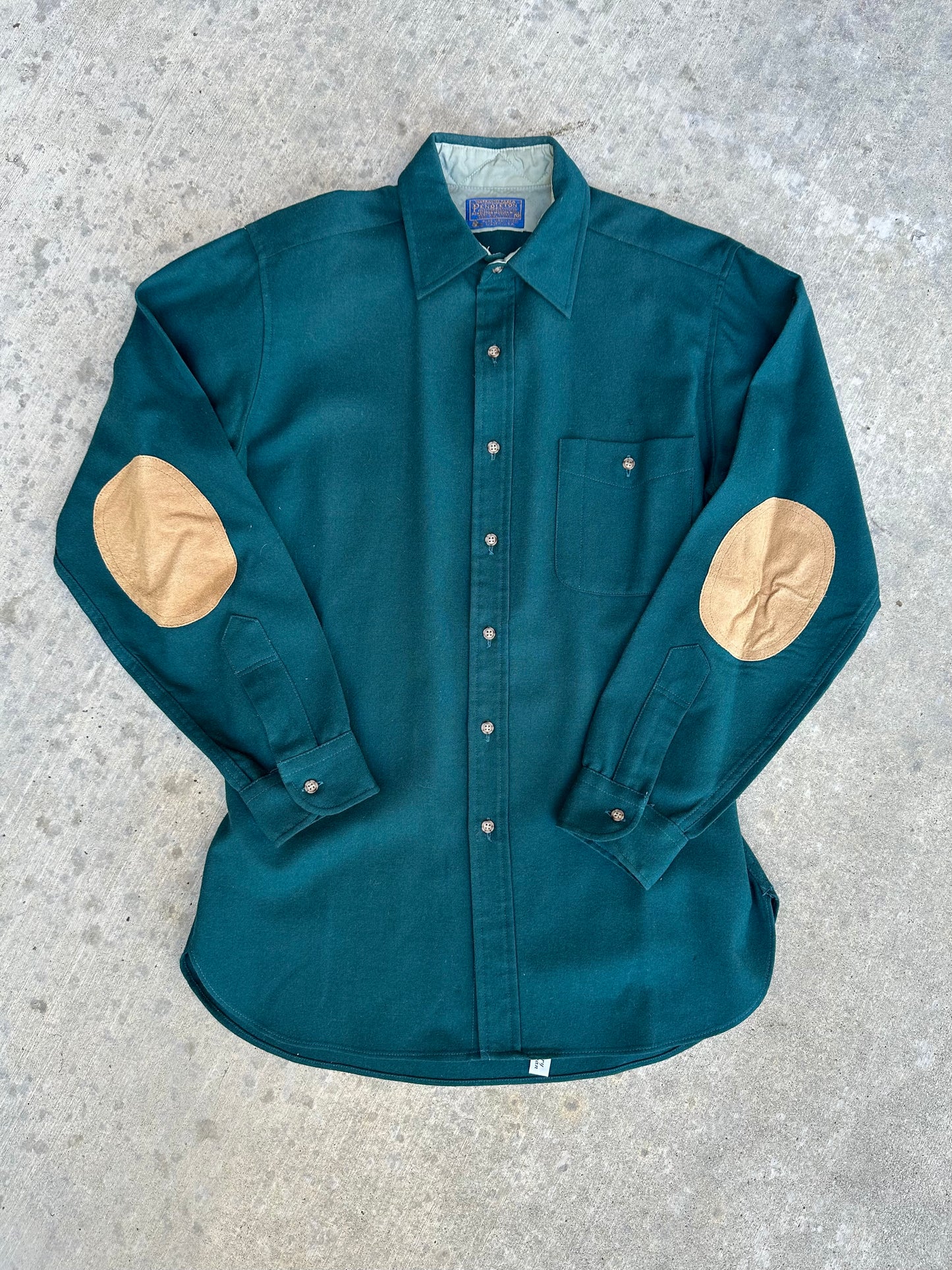 70’s Pendleton Suede Patch Solid Wool Shirt (Men’s M)
