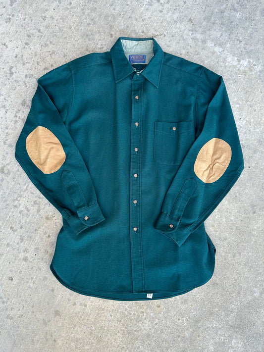 70’s Pendleton Suede Patch Solid Wool Shirt (Men’s M)