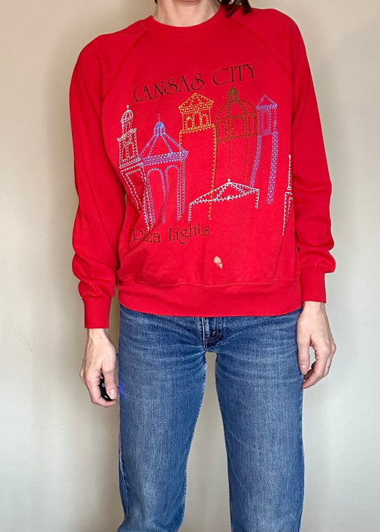 80’s Kansas City Plaza Lights Raglan USA Sweatshirt (Unisex M)