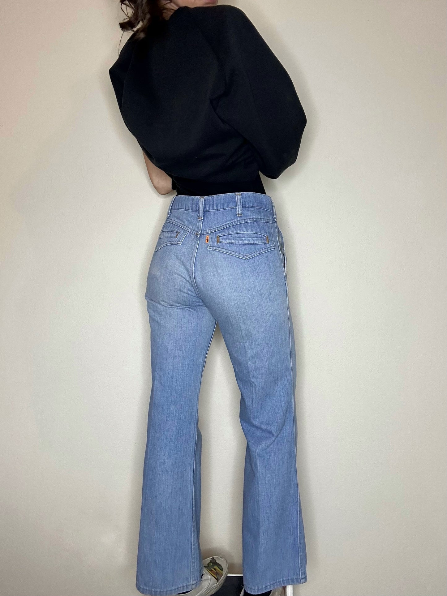 Rare 70’s Levi’s Orange Tab Soft Cotton Bell Flare Denim Trousers (30x29 / Modern 6)