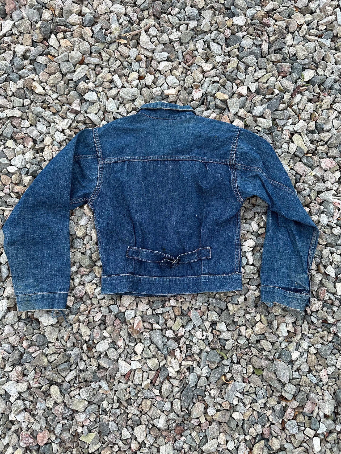 Rare 40’s Selvedge Buckle Back Pleated Type 1 Denim Jacket (Women’s XS)