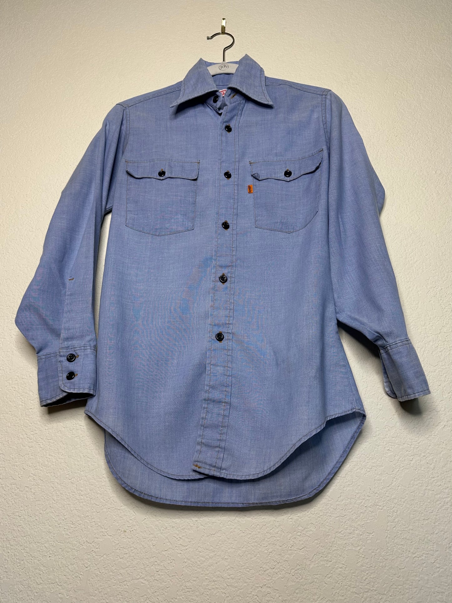 MCA Vintage Revival: 70’s Levi’s Orange Tab Western Chambray Hand Embroidered Shirt (Unisex S)