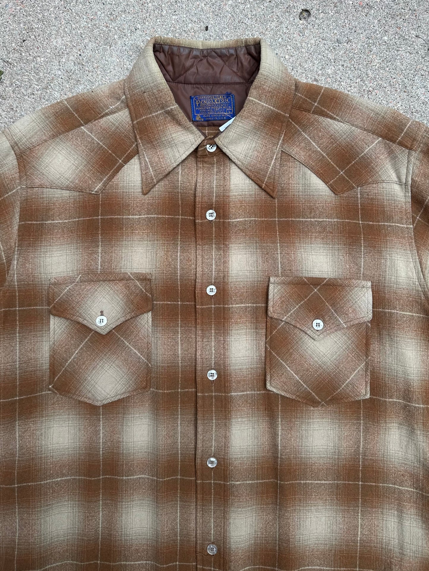 60’s Pendleton Wool Shadow Plaid Western Shirt (Unisex L)