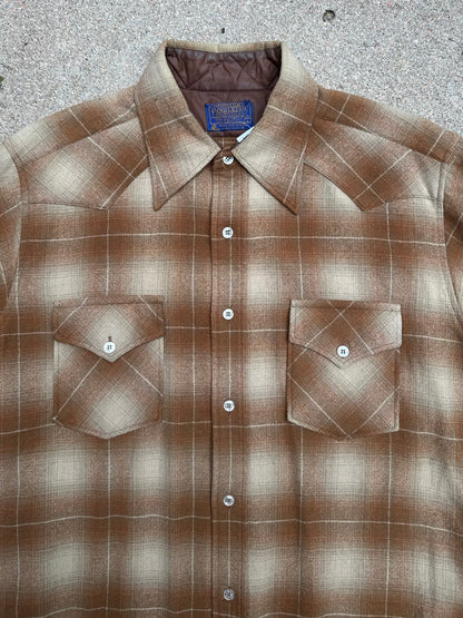 60’s Pendleton Wool Shadow Plaid Western Shirt (Unisex L)