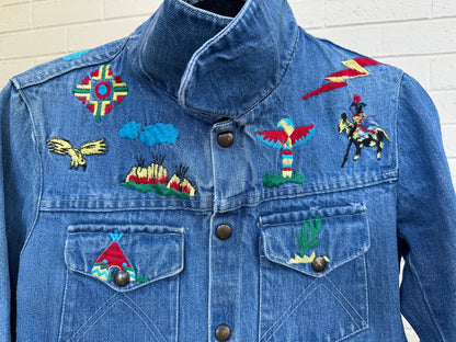 Rare 70’s Native Embroidered Denim Jacket (Women’s S)