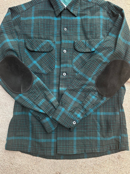 60’s Pendleton Wool Tartan Plaid Elbow Patch Board Shirt (Unisex S)